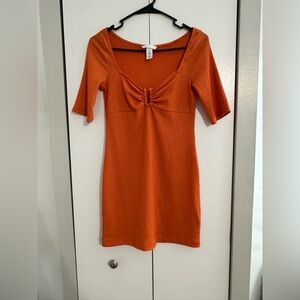H&M Vibrant Orange Textured Dress